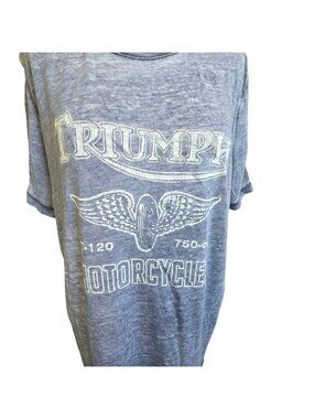 Triumph Lucky Brand Graphic Tee Grey Fleck Large Distressed Motorcycle JJ4308